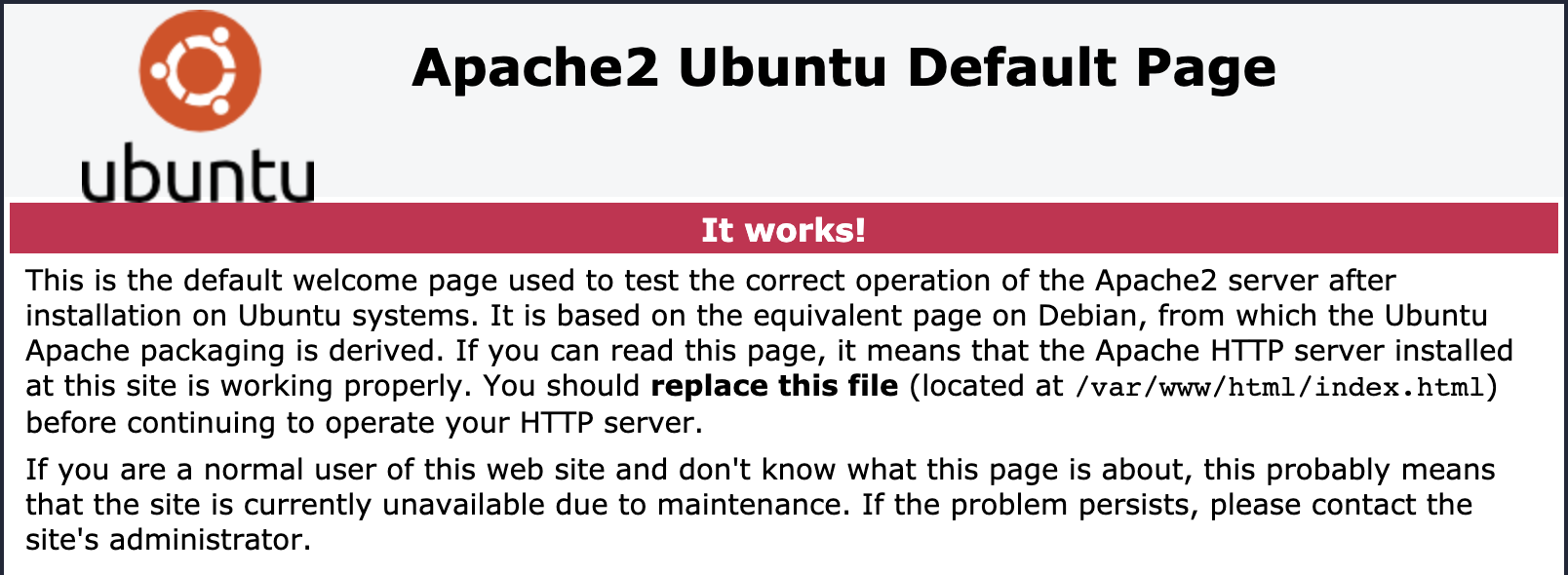 Apache test page